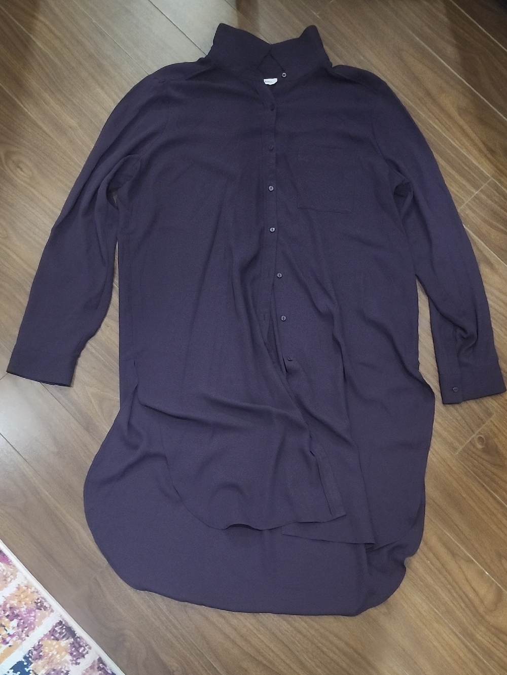 Reitmans Long Button-Up Dress in Plum